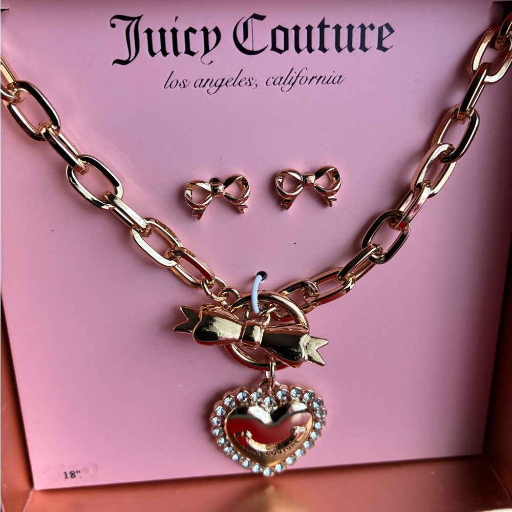 Juicy Couture Gold Heart Necklace with Bow Accents - Picture 5 of 11